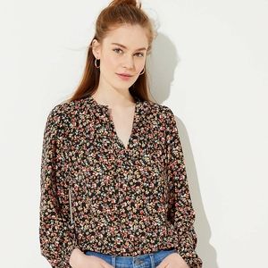 LOFT Floral Shirred Blouse